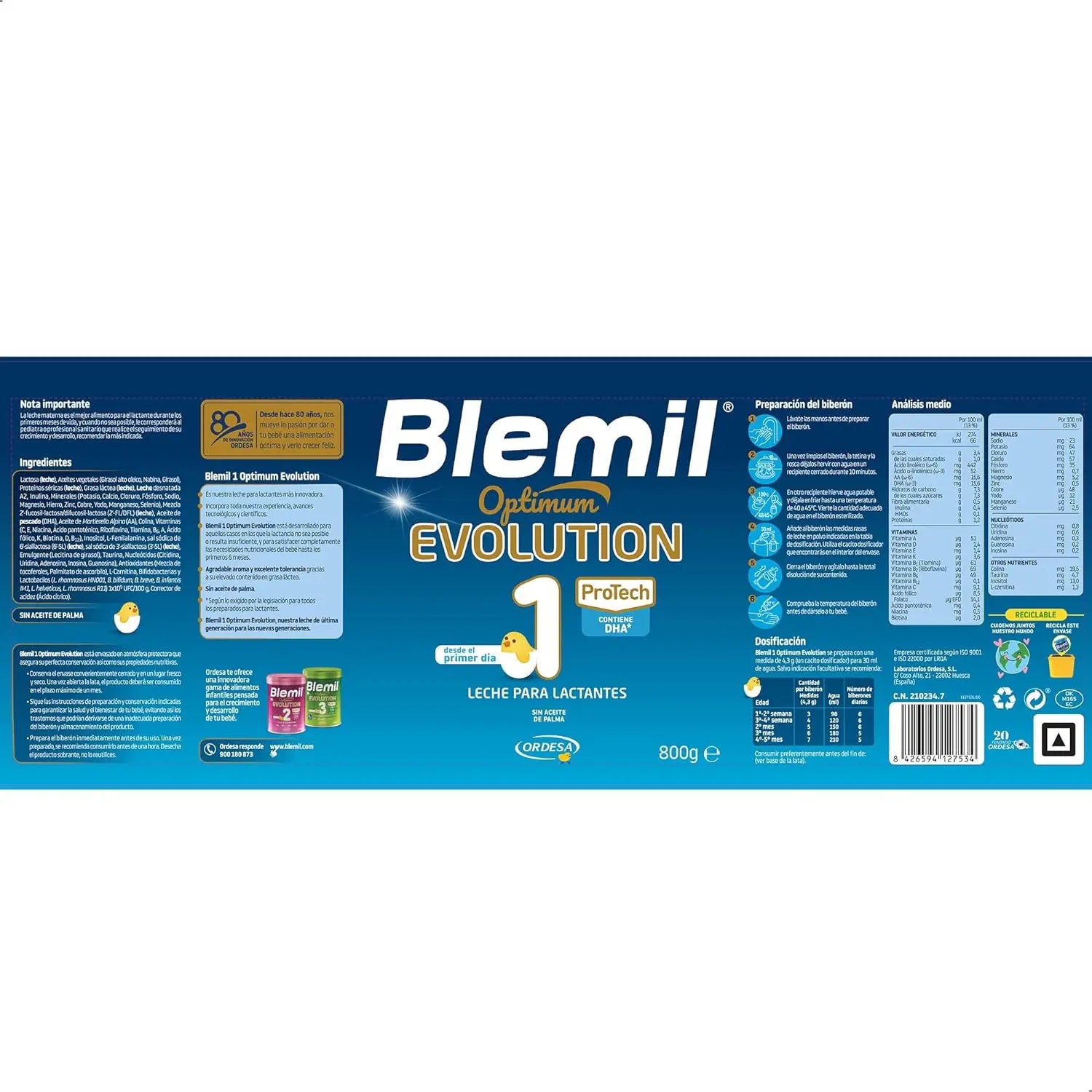 Blemil Optimum Evolution 1 Leche de Inicio, 6X800 gr
