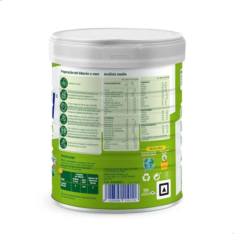 Blemil Plus 3 Crecimiento 0% Azúcar, 2x800 gr