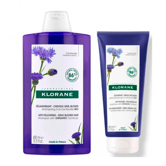 Klorane Pack Champú a la Centaurea Bio, 400 ml + Klorane Acondicionador a la Centaurea, 150 ml