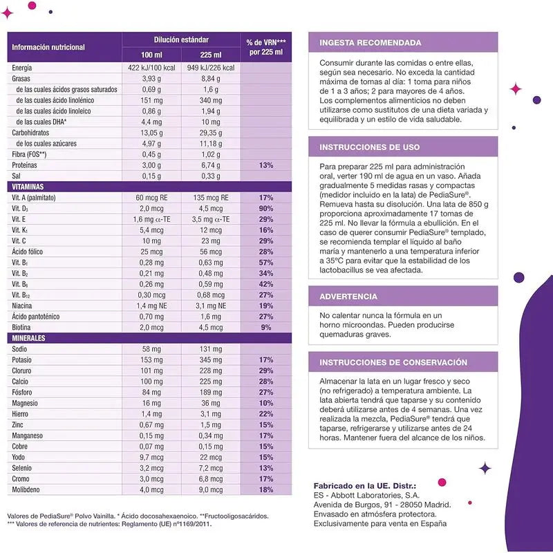 Pediasure Vainilla Niños, 400 gr