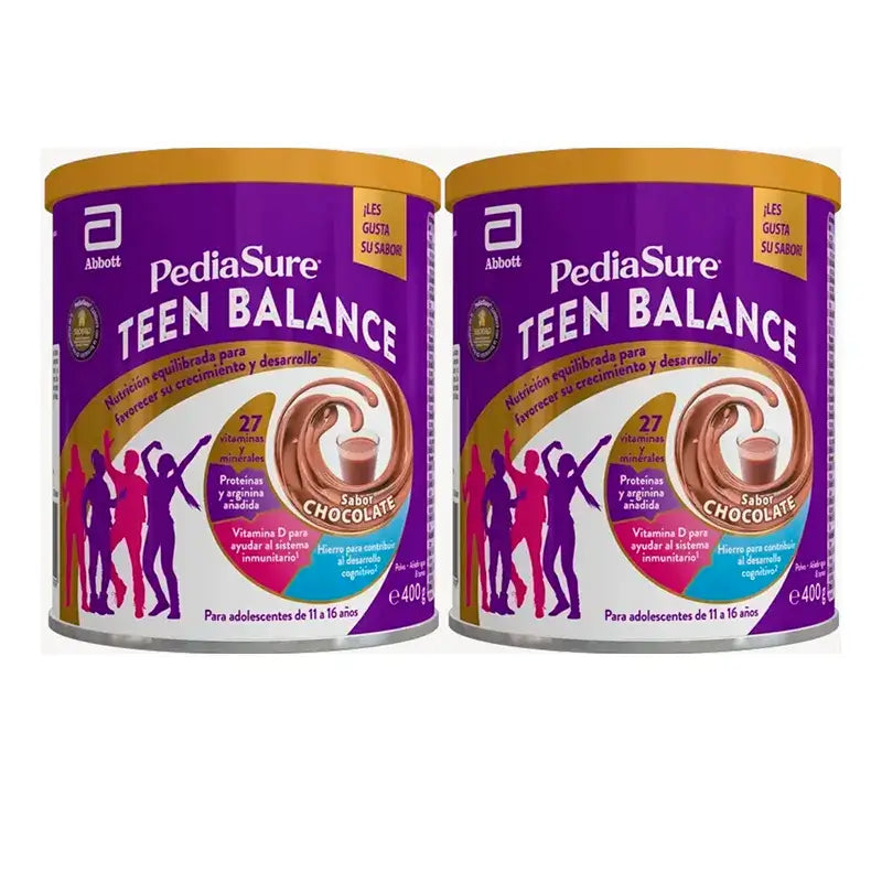 Pediasure Teen Balance Polvo Chocolate Complemento Alimenticio Para Adolescentes, Pack 2 x 400 g