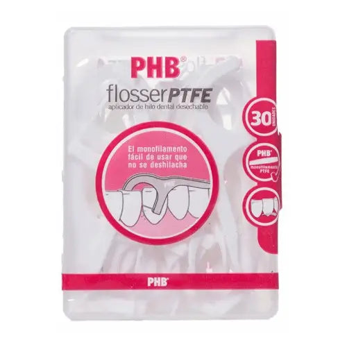 PHB FLOSSER PTFE Aplicador De Hilo Dental Desechable, 30 uds
