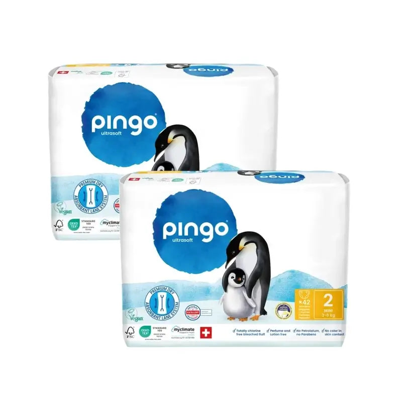 Pingo Pañales Ecológicos Talla 2 (3-6 Kg), 2X42 Unidades