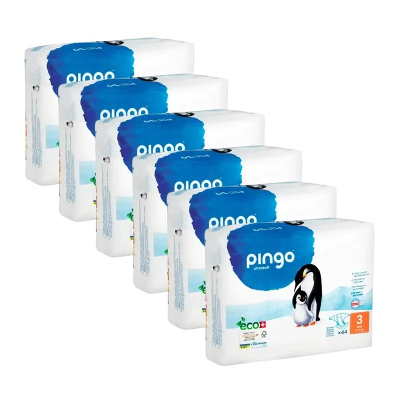 Pingo Pañales Ecológicos Talla 3 Midi (4-9 Kg), 6X44 Unidades