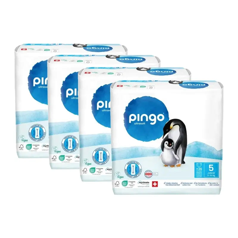 Pingo Pañales Ecológicos Talla 5 (11-16 Kg), 4X36 Unidades