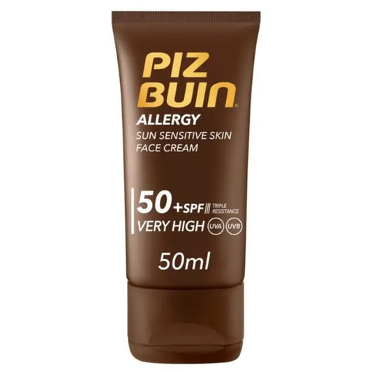 Piz Buin Allergy Crema Solar Facial SPF 50 Piel Sensible, 50 ml