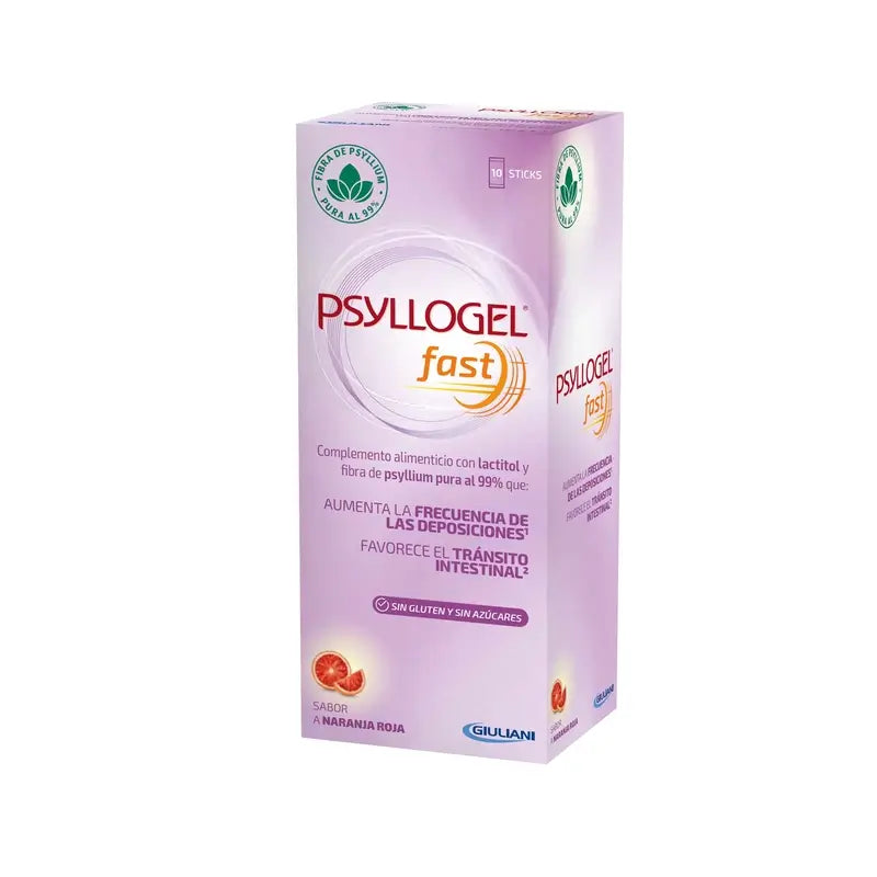 Psyllogel Fast 14,7 G Sabor Naranja Roja, 10 Sticks