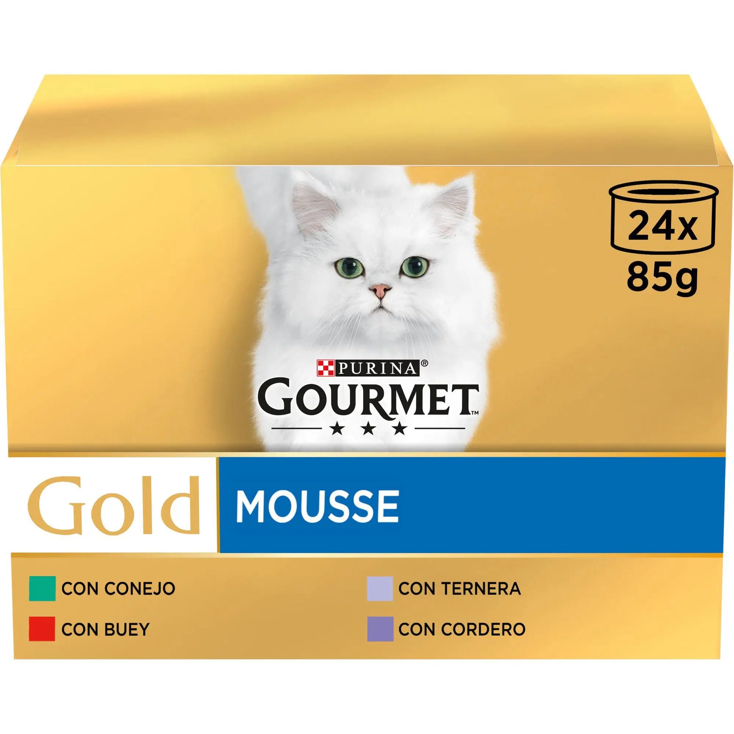 Purina Gourmet Gold Mousse Ternera Caja 24X85Gr Multipack, comida húmeda para gatos