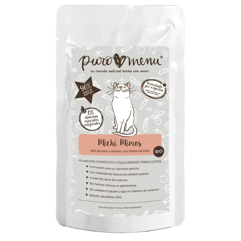 Puromenu Menú Michi Mimos Bio (Pavo Y Salmón) , 100 gr