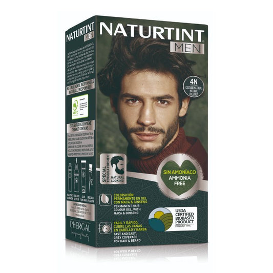 Naturtint Men Tinte Coloración Permanente Hombre Cabello Y Barba Sin Amoníaco 4N - Castaño Natural