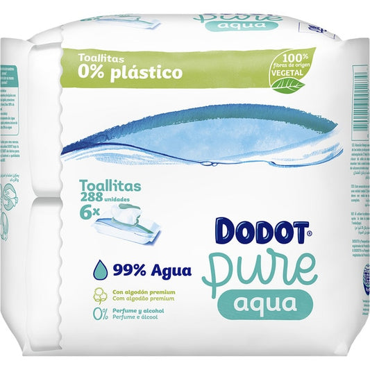 Dodot Toallitas Pure Aqua Para Bebé 0% Plástico , 288 unidades