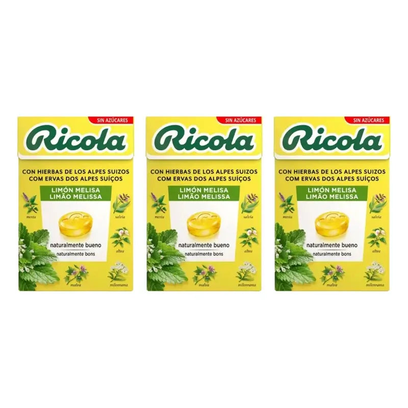 Ricola Caramelos Sin Azúcar Limón Pack 3 x 50 g