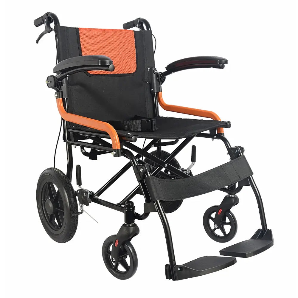 silla de ruedas de transporte, brazos abatibles, 43 cm
