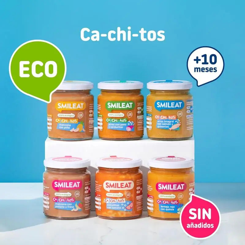 Smileat Tarrito Con Cachitos De Pasta Con Tomate, Pack 6 x 230 Gr