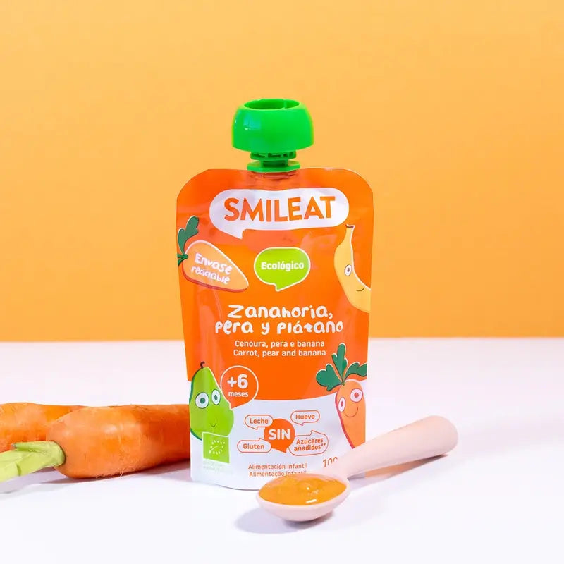 Smileat Pouch De Pera, Zanahoria Y Plátano Eco , 100 gr