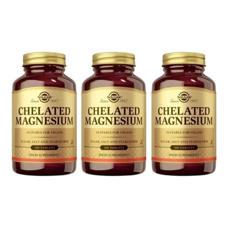 Solgar Magnesio Quelado Pack 3 x 100 Comprimidos