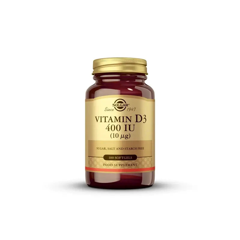 Solgar Vitamina D3 400 UI, 100 cápsulas blandas