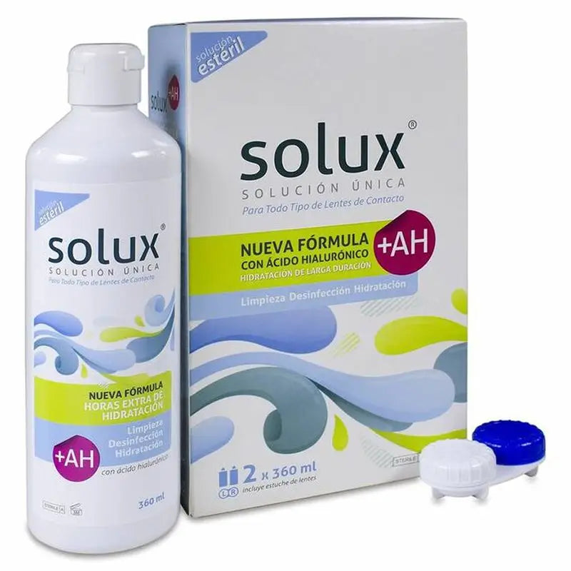 Solux Solución Única Líquido De Lentillas, 2x360 ml