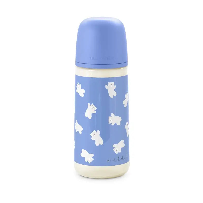 Suavinex Biberón Tetina Sx Pro De Flujo Denso (L) +6 Meses Wild&Free Azul, 360 ml
