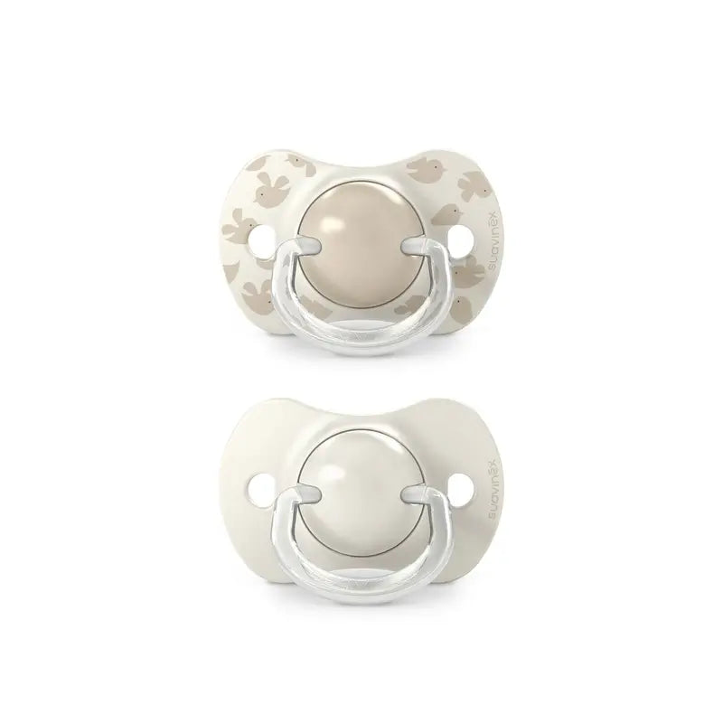 Suavinex Chupetes Tetina Sx Pro 6/18 Meses Birdies Beige, 2 unidades