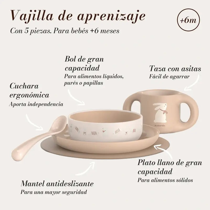 Suavinex Vajilla Bebés +6 Meses, Rosa