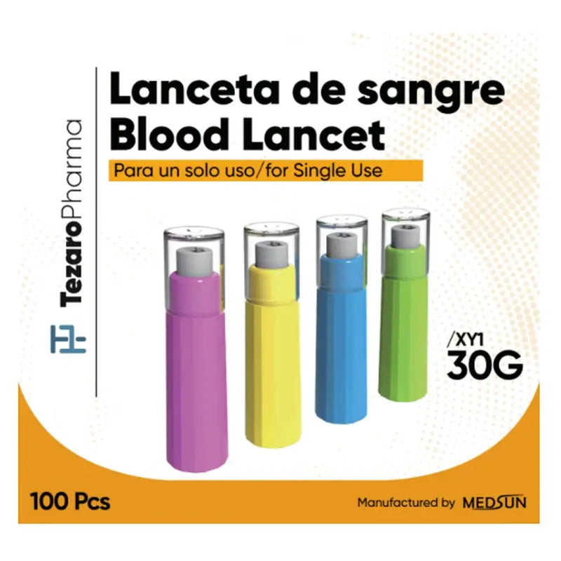 Surgicalmed Lancetas De Seguridad De Tezaro Pharma 30G X 1,5 Mm , 100 unidades