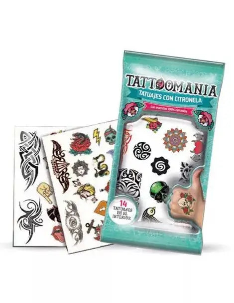 Tattoomania Tatuajes Con Citronela, 1 Sobre Con 14 Tatuajes