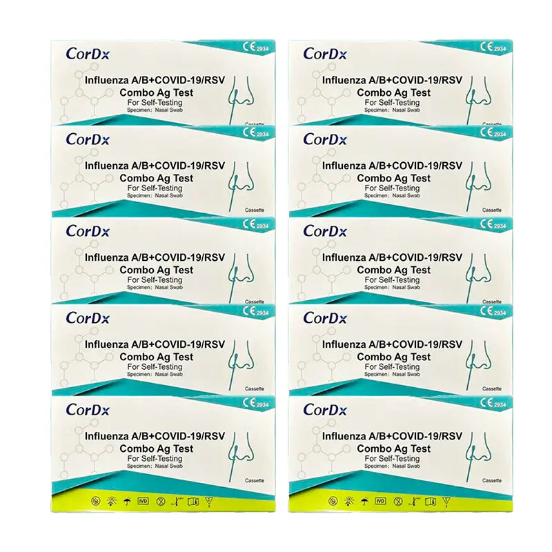Test De Antígenos Rápido Combinado COVID-19, Gripe A Y B Y VRS- 10 Unidades