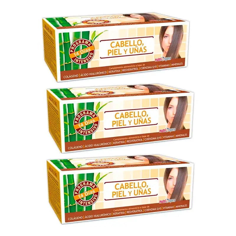 Tongil Nutriorgans Cabello Piel Y Uñas , Pack 3 x 10 Ml x 14 viales