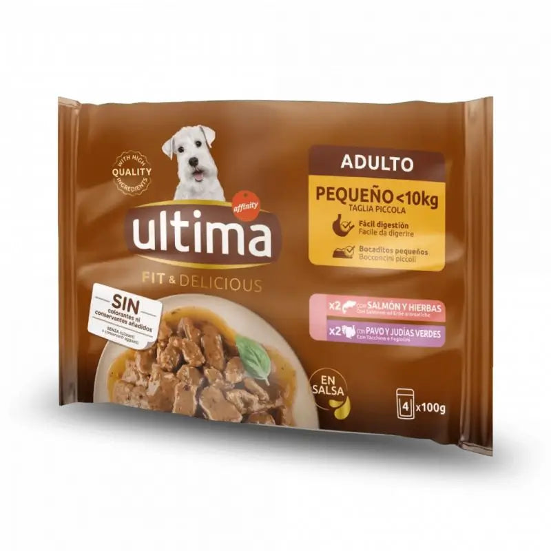 Ultima Comida Húmeda Ud Mini Wet Multipouch Salmon & Turkey, 400 gr