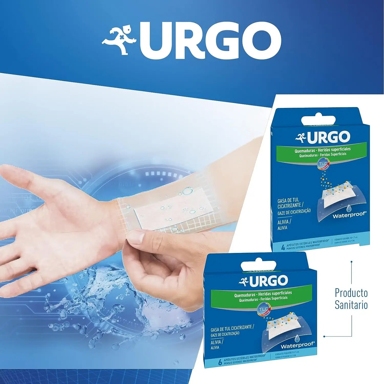Urgo Apósitos Waterproof Para Quemaduras Y Heridas, 5 X 7 Cm