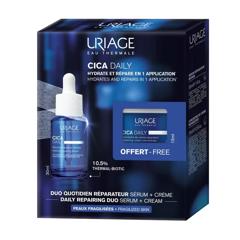 Uriage Cica-Daily Sérum Reparador Intenso, 30Ml + Cica Daily Crema Concentrada Reparadora, 15 Ml