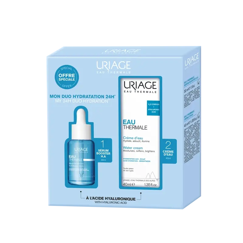 Uriage Eau Thermale Sérum Booster Con 1.5% De Ácido Hialurónico, 30 Ml + Crema De Agua Eau Thermale, 40 Ml