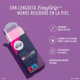 Veet Expert Bandas de Cera Fría Depilatoria para Piernas, 16 Tiras