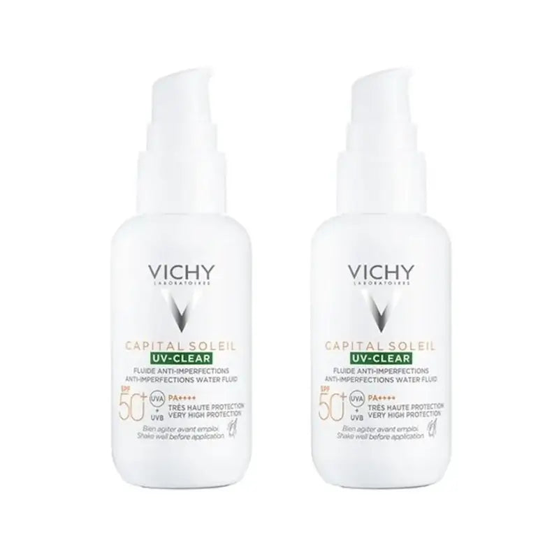Vichy Capital Soleil Uv Clear Spf50+ Fluido Antiimperfecciones, 2X40 Ml