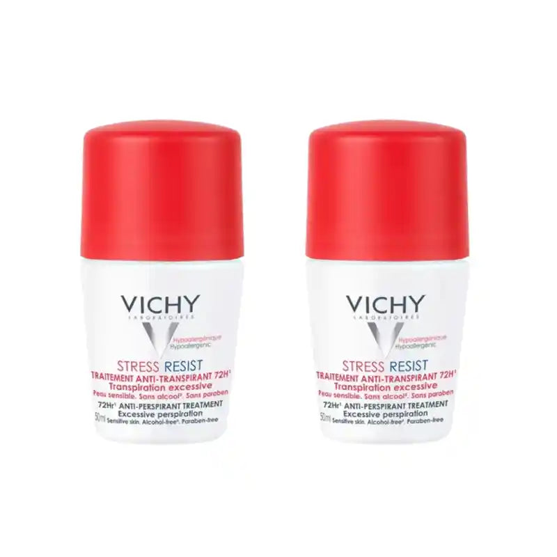 Vichy Desodorante Stress Resist Tratamiento Intensivo Anti-Transpirante 72H Roll-On, 2X50 Ml