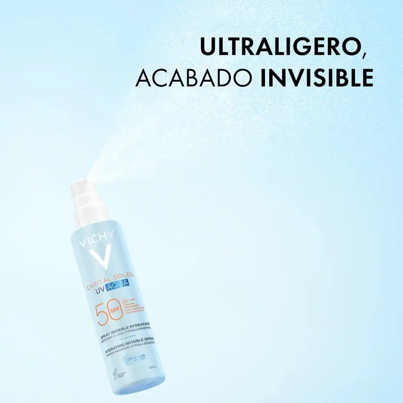 Vichy Solar Uv Aqua Spray Hidratante Invisible Spf50 , 200 ml