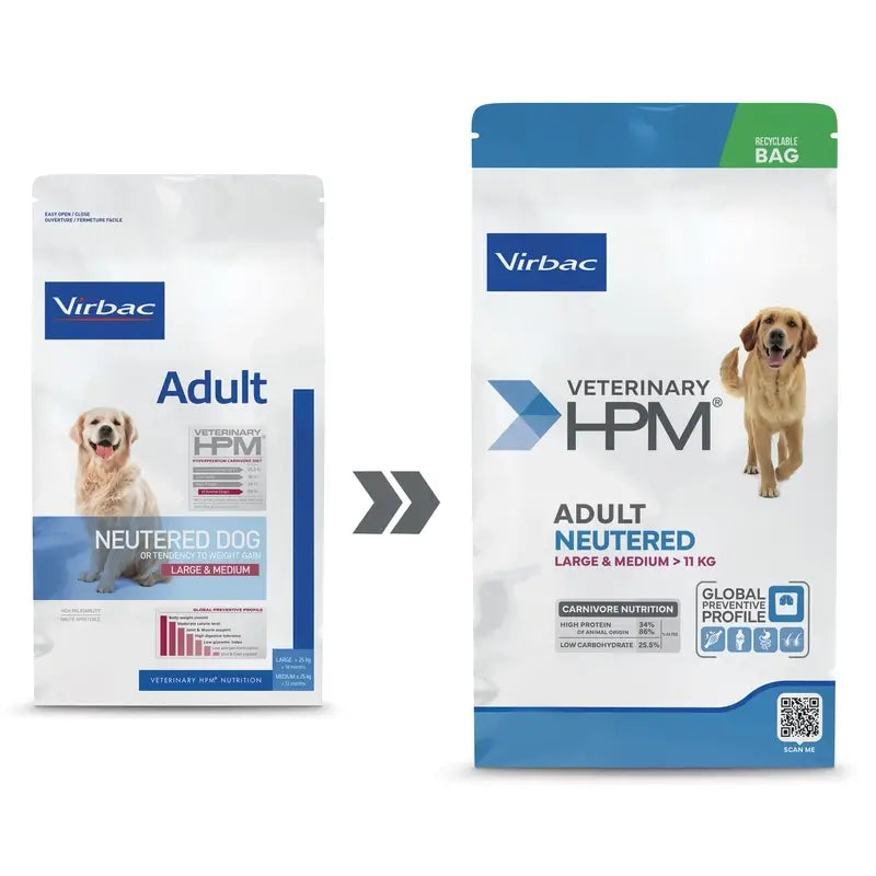 Virbac Hpm Adult Neutered Perros Large & Medium 12Kg Alimento, pienso para perros