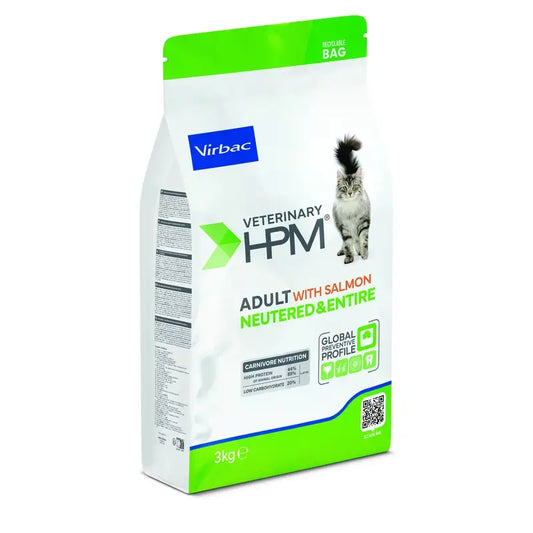 Virbac Hpm Adult Salmón Neutered & Entire Alimento Gatos 3 Kg, pienso para gatos