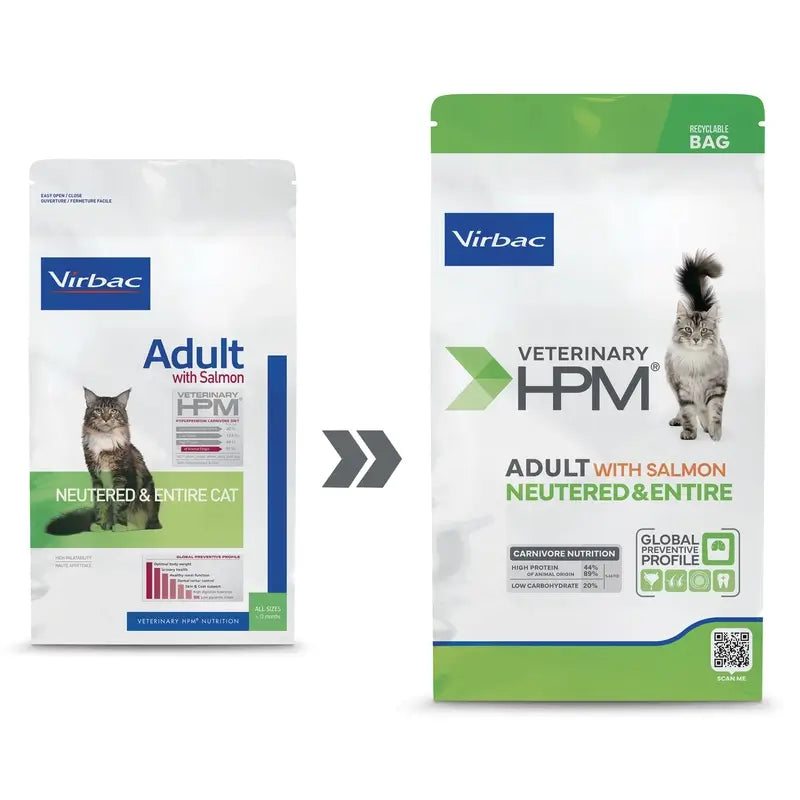 Virbac Hpm Adult Salmón Neutered & Entire Alimento Gatos 3 Kg, pienso para gatos