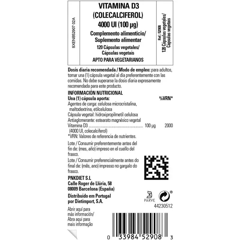 Solgar Vitamina D3 4000 UI, 120 cápsulas