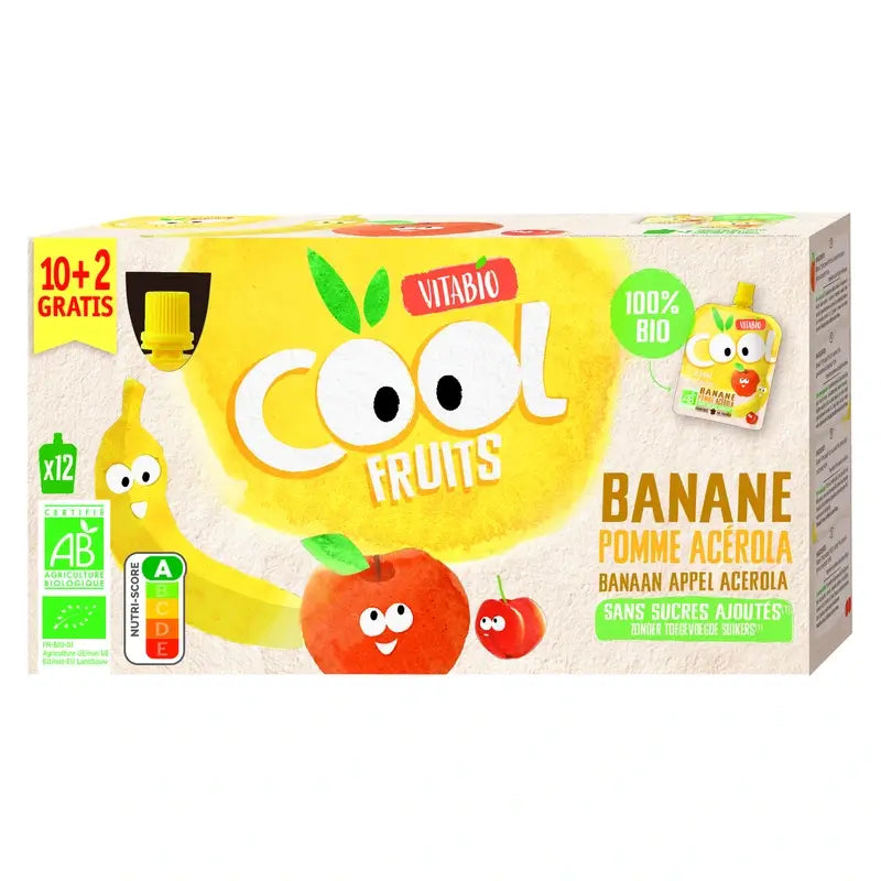 Vitabio Cool Fruits De Manzana Y Plátano 90 Gr, 12 unidades