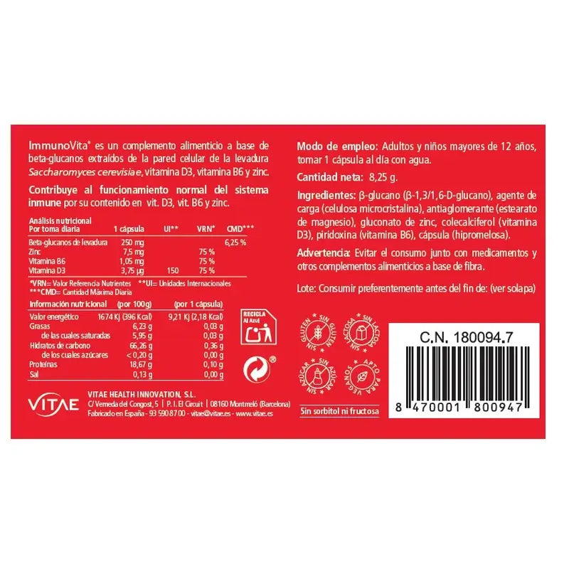 VITAE Immunovita, 15 cápsulas
