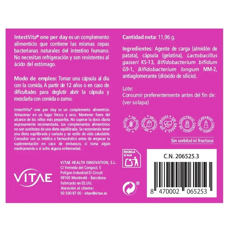 IntestVita One per Day 15 cápsulas - Flora intestinal equilibrada