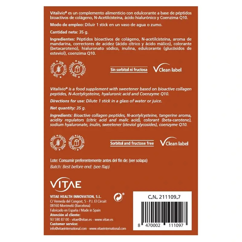 Vitalivio 10 sticks - Recuperación articular y muscular con NAC y colágeno