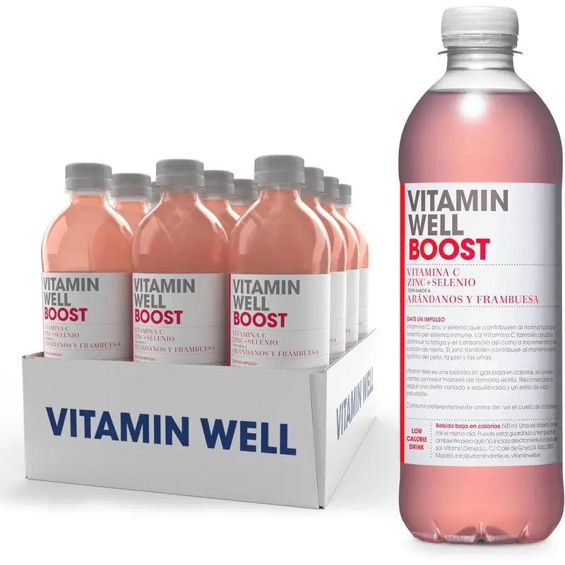 Vitamin Well Pack Boost Arándano/Frambuesa, 12 uds x 500 ml
