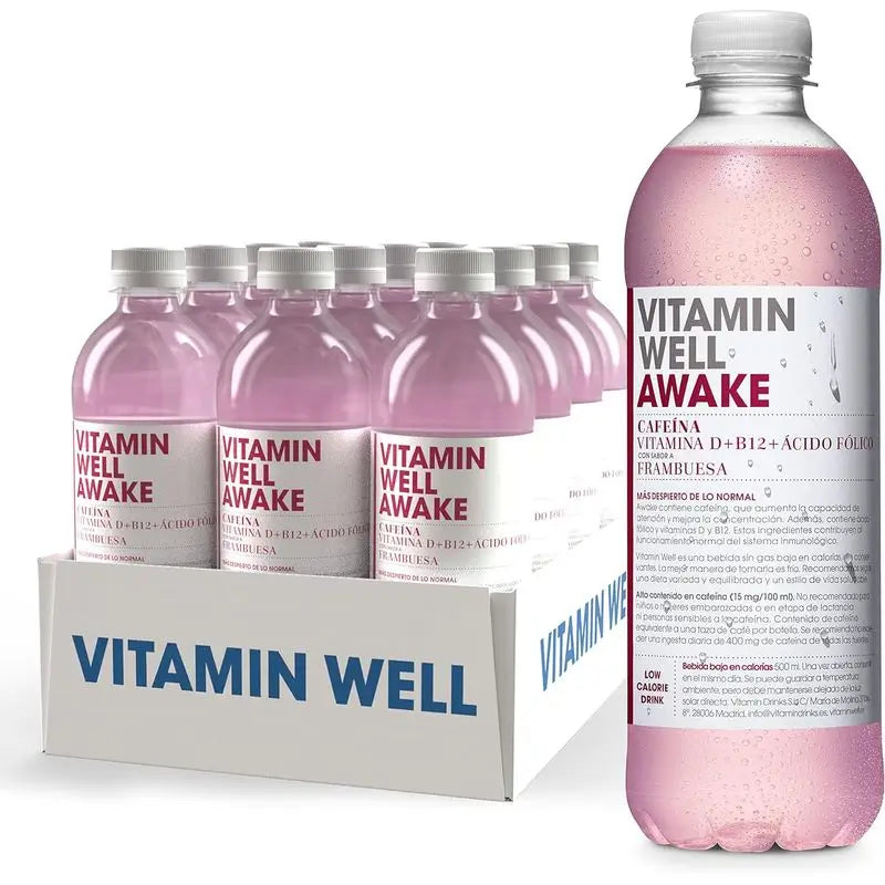 Vitamin Well Pack Awake Frambuesa, 12 uds x 500 ml