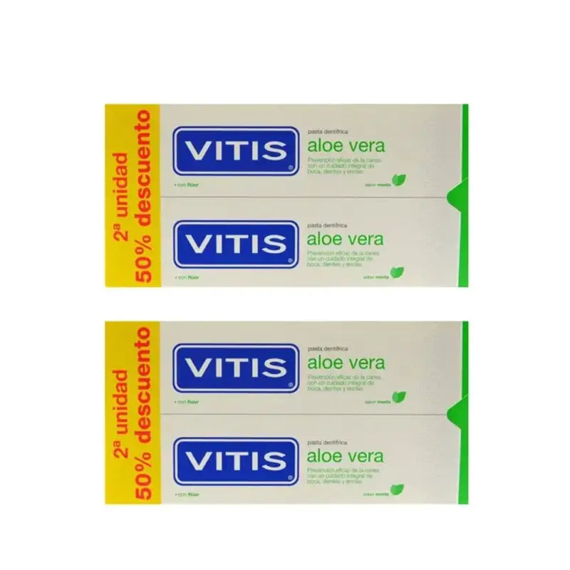 Vitis Aloe Vera Pasta Dentífrica, 4 Unidades X 150 Ml