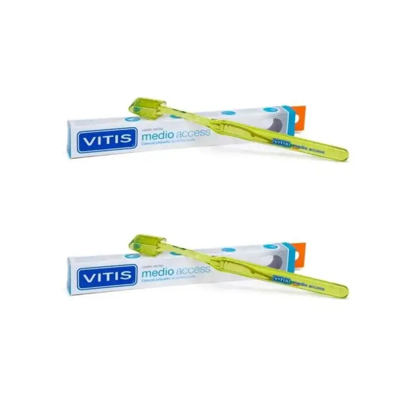 Vitis Cepillo Dental Medio Access Cabezal Pequeño, 2 Unidades