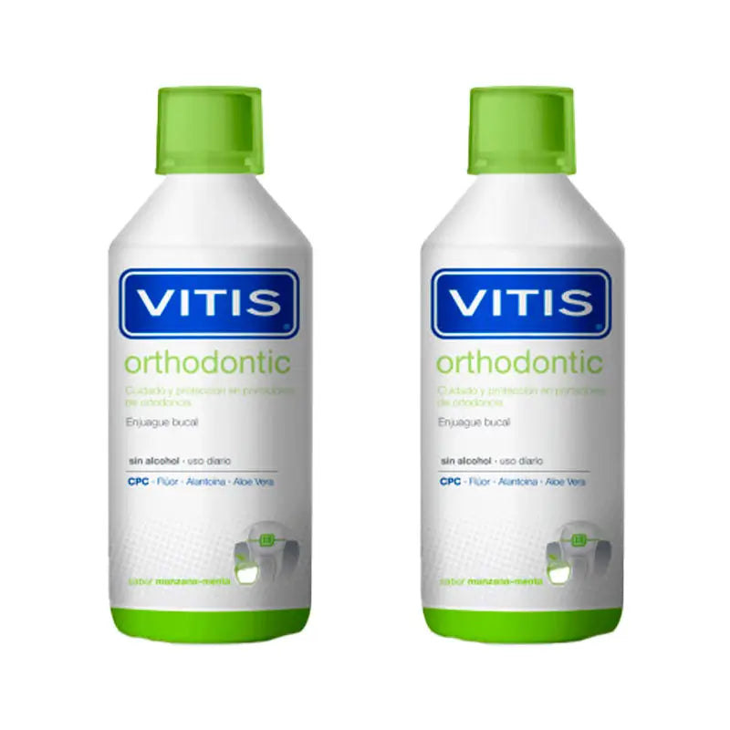 VITIS Duplo Colutorio Orthodontic/ortodoncia Sabor Manzana Menta 2x1000 ml